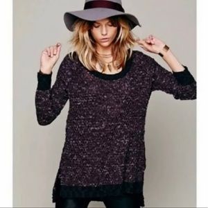 FREE PEOPLE Oversized Sweater Purple Wool Blend XS
